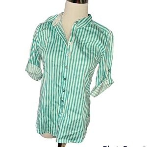 NWT New York & Company stretch striped button up shirt size XS